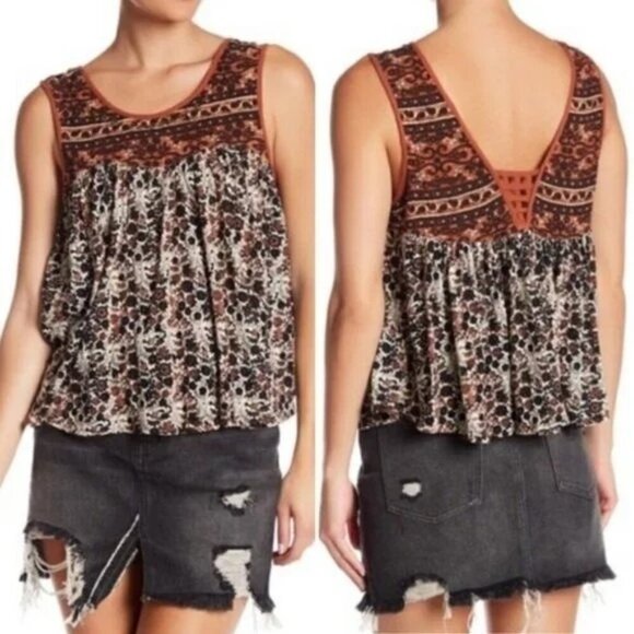 Free People Linen Crop Top - Picture 1 of 6